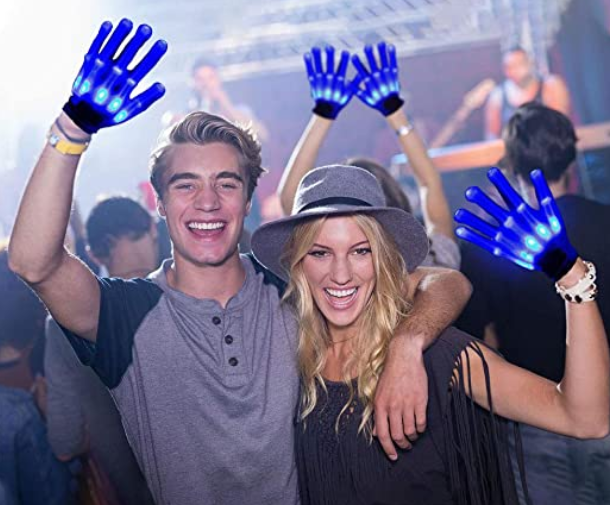 Yuccer Guanti LED Luminosi Adulti Colorate Lampeggianti Guanti Fluorescenti LED Gloves per Halloween Disco Carnevale Neon Feste Natale Club Glow Party Regali