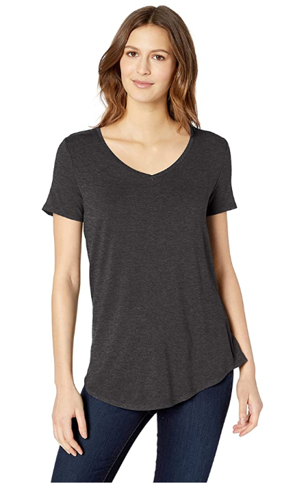 Essentials Tunique à manches courtes et col en V pour femme