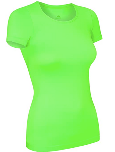 Assoluta, maglietta sportiva da donna, a maniche corte, in colori fosforescenti