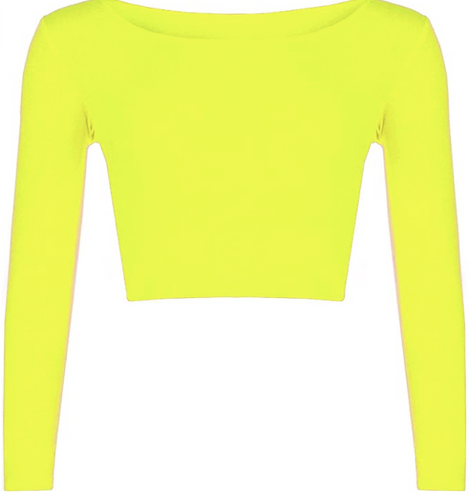 Janisramone Donna Manica Lunga Girocollo Crop Top t Shirt