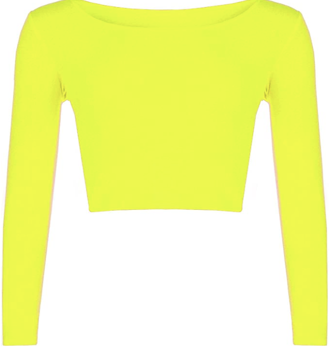 Janisramone Donna Manica Lunga Girocollo Crop Top t Shirt