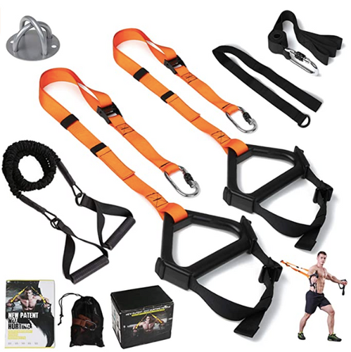 Bodyweight Resistance Training Straps Complete Home Gym Fitness Trainer kit for Full-Body Workout Easy Setup Gym Home Outdoors