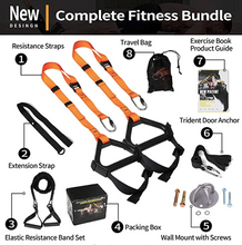 Load image into Gallery viewer, Bodyweight Resistance Training Straps Complete Home Gym Fitness Trainer kit for Full-Body Workout Easy Setup Gym Home Outdoors